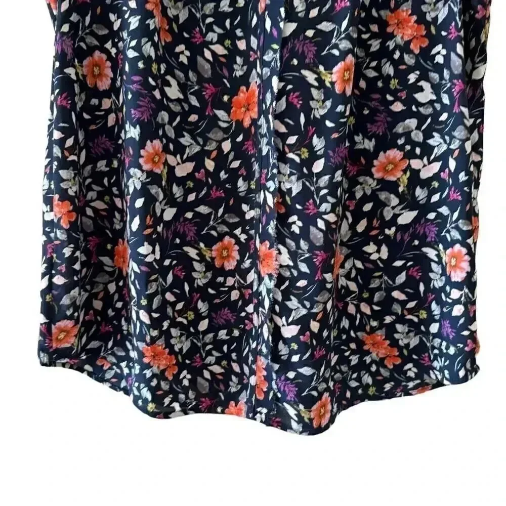 Anthropologie Danielrainn Floral Print Blouse Top Short Sleeve Chiffon L #2205